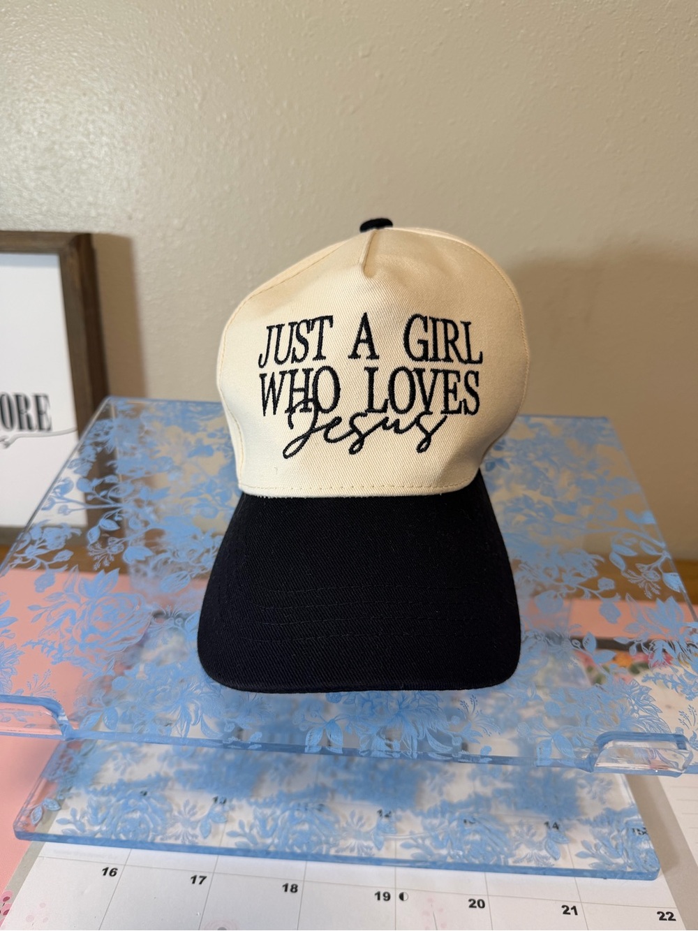 Just A Girl Who Loves Jesus Two-Tone Baseball Cap - Black & Cream
